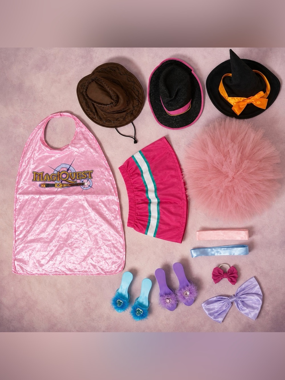 12-Piece Kids Dress-Up Costume Bundle – Hats, Heels, Skirts & Cape